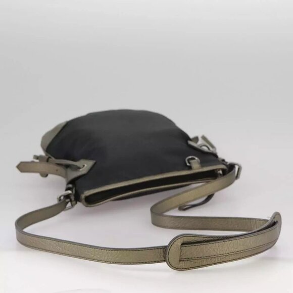 BURBERRY Shoulder Bag Nylon Leather Black Auth - Picture 7 of 16